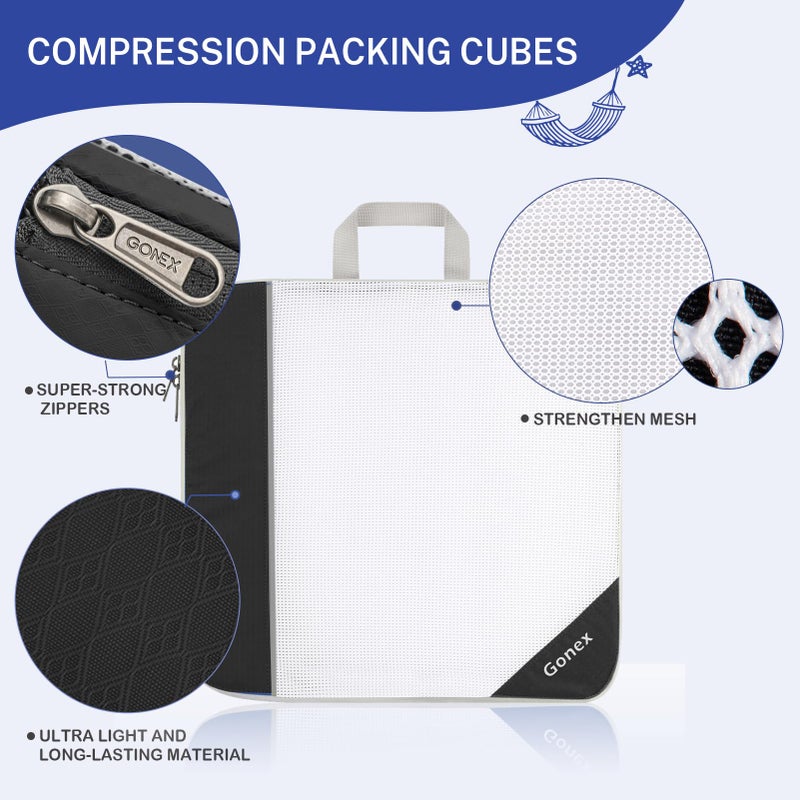 Gonex Compression Packing Cubes, Extensible Storage Mesh Bags Organizers - Image 2